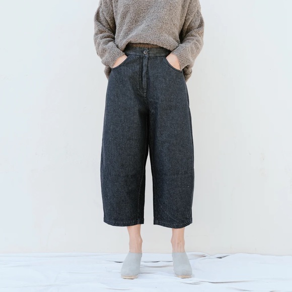 Cordera Pants - Sold // Cordera Curved Leg Pants in Washed Black